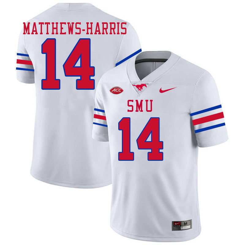 SMU Mustangs #14 Nolan Matthews-Harris College Football Jerseys Stitched Sale-White